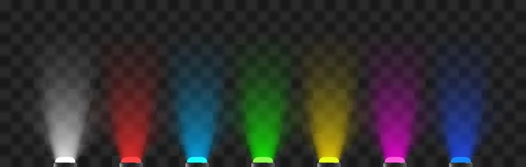 Tafelkleed Colored spotlights with a light rays. Vector led diodes illustration. © Vitaly