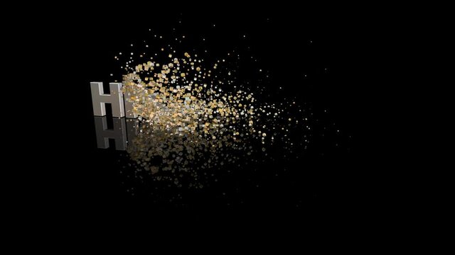 History 3D text dissolve into particles