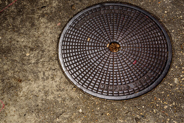 Manhole Cover with Memphis Engraved