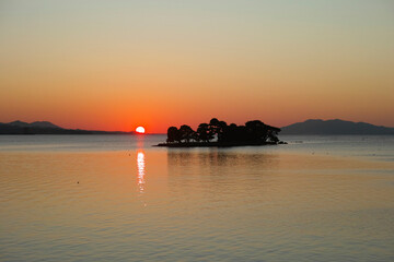 松江市から見た宍道湖の日の入り