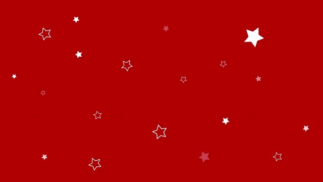 red background with white rotated animated stars. Abstract space and stars. Christmas background