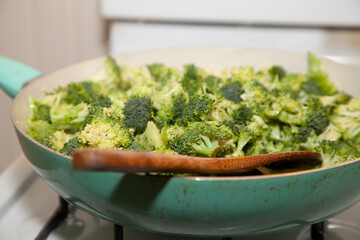 Fresh, Chopped Broccoli on a Stove