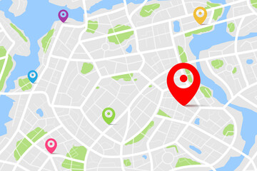 3D top view of a map with destination location point 005