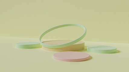 3D rendering minimal background, geometrical scene with podium for product display.