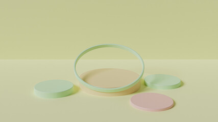 3D rendering minimal background, geometrical scene with podium for product display.