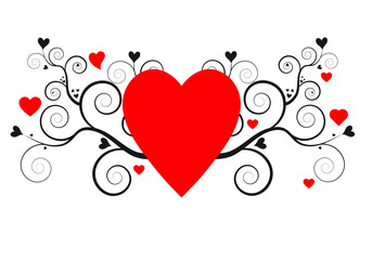 Valentines Day background with Hearts and swirl elements for design illustration