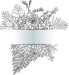 flower with copy space .Hand drawn Chrysanthemum for tattoo design.botanical chinese tattoo.