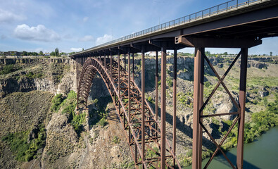 Historic Perrine Memorial Bridge on a hot cloudy summer day in July