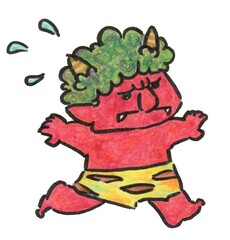逃げる赤鬼_節分_２月の行事