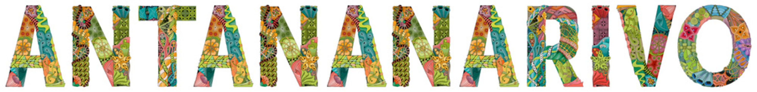 Antananarivo city is the capital of Madagascar. Vector decorative zentangle object for decoration