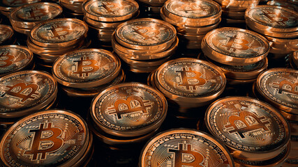 pilas de bitcoin. Render 3D