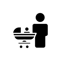 Family icon. father with baby in stroller. simple design editable. Design template vector