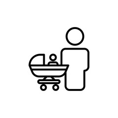 Family line icon. father with baby in stroller. simple design editable. Design template vector