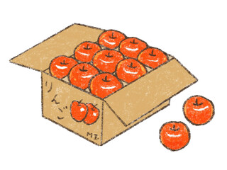 リンゴがぎっしり詰まった段ボール　Illustration of delicious apple