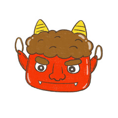 赤鬼のお面　節分・豆まき　Red demon　Japanese traditional event