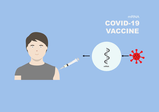 Illustration Of MRNA Vaccine For Covid-19 Or Coronavirus Protection