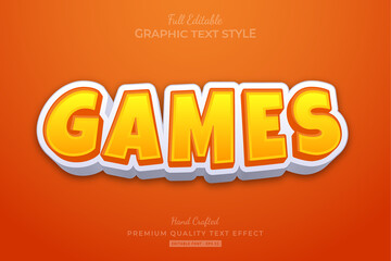 Yellow Games Cartoon Editable Text Effect Font Style