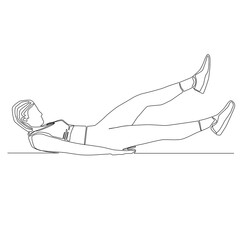 Continuous line of woman doing scissors exercise. left and right leg up and down lifting vector.
