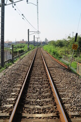 Fototapeta na wymiar 単線の線路の風景1