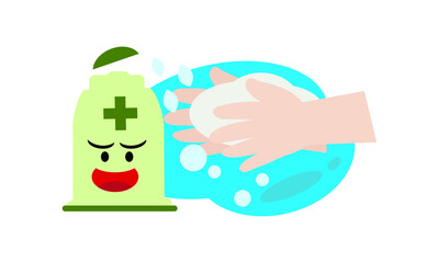 Washing hand for coronavirus prevention,COVID-19 prevention,Vector illustration.
