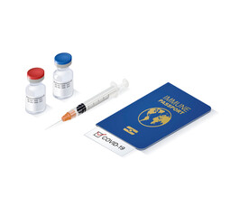 Covid-19 vaccine with immune passport and syringe