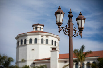 Fototapeta na wymiar View of the historic public train depot in Santa Ana, California, USA.