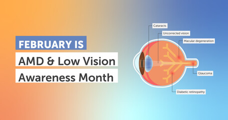 February age-related macular degeneration and low vision awareness month vector	