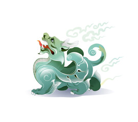 Vector of Pixiu Chinese mythical hybrid creature.