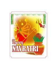 illustration of Goddess Durga Face in Happy Durga Puja Subh Navratri abstract background with text Durga puja means Durga Puja