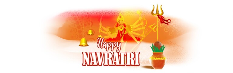 illustration of Goddess Durga Face in Happy Durga Puja Subh Navratri abstract background with text Durga puja means Durga Puja