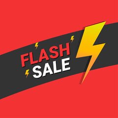 flash sale banner design template red background