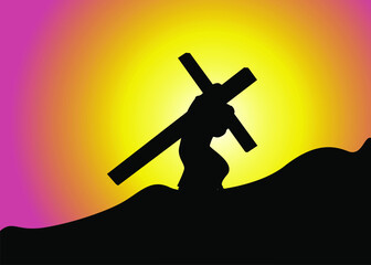 vector of jesus shouldered the cross