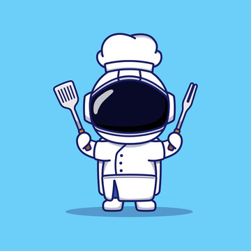 Cute Astronaut Wearing Chef Uniform