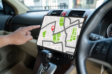 GPS Map to Route Destination network connection Location Street Map with GPS Icons Navigation.
