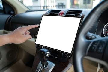 gps navigation on screen in smart car transport to destination modern technology