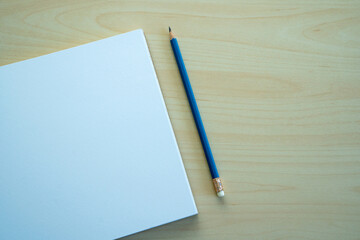 Blank plain notebook top view blank Design concept background for mockup book  page with stationary Blank plain notebook