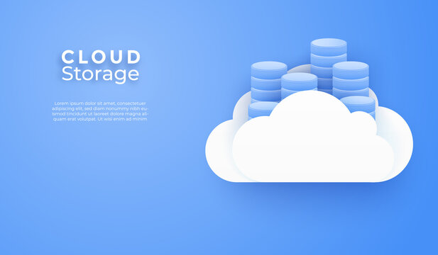 3D Cloud computing online service. Digital technology background. Vector art illustration