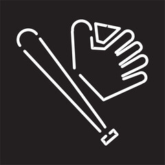 Vector drawing of cute baseball equipment. Includes glove, a ball and a wooden bat.