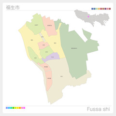 Fototapeta premium 福生市・Fussa shi・色分け（東京都）