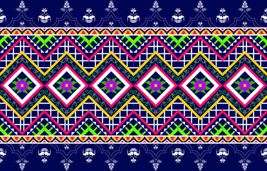 Geometric semless pattern with bold colors, including white flowers. Flowers and green leaves Pink and purple flowers Gaysorn yellow flowers.