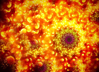 Bright and colorful abstract background with a holiday mood, fun, joy and happiness. Interesting intriguing unusual abstraction - geometric pattern with shiny elements, with holiday spirit.