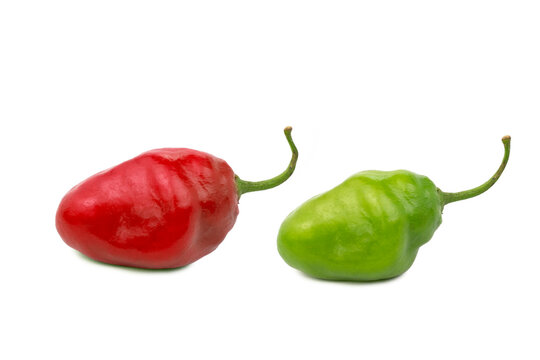 Fresh rocoto chili isolated on white background, selective focus