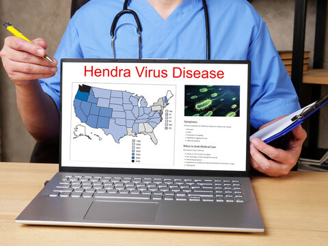 Medical Concept About Hendra Virus Disease  With Sign On The Page.