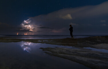 Lightning storm om Mediterranean Sea