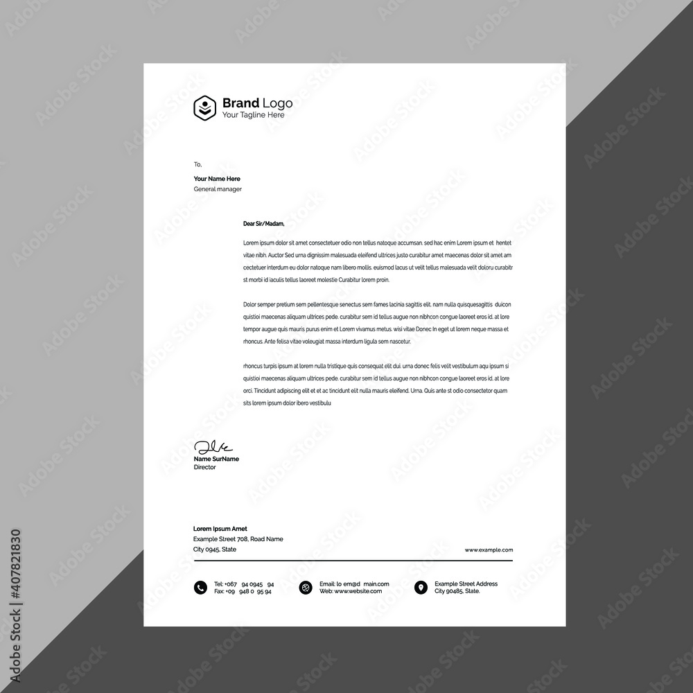 Wall mural Elegant letterhead template design in minimalist style.