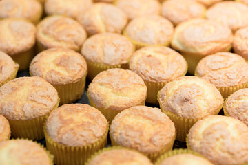 Baked snacks in the supermarket window