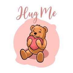 bear hug me love illustration