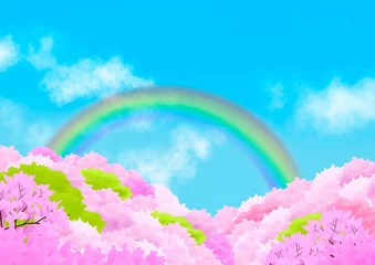  桜と青空と虹の風景 © shinoburedo