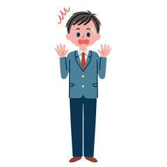驚いている男子高校生のイラスト素材(全身)