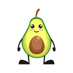 vector illustration of cute avocado fruit expression or character smile. cute avocado fruit Concept White Isolated. Flat Cartoon Style Suitable for Landing Page, Banner, Flyer, Sticker.